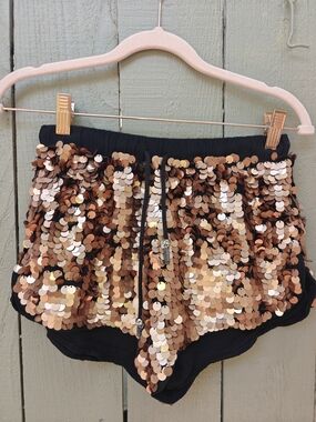 Sequin Religion Women's Shorts - Rose Gold